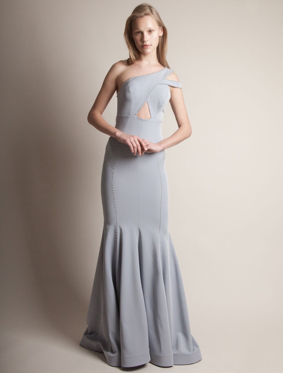 one shoulder strap gown