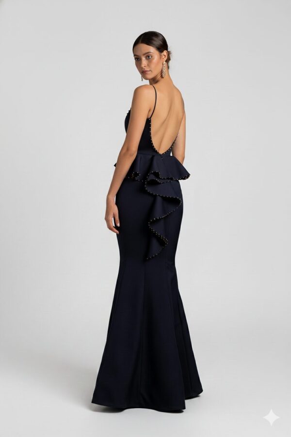 Helen Ruffle Gown in Navy Blue - Image 2