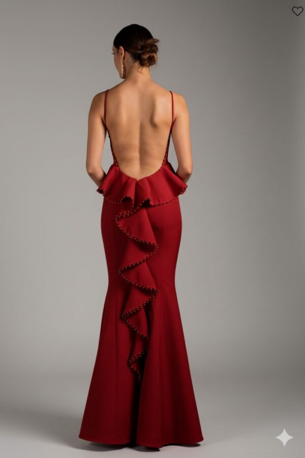 Helen Ruffle Embellished Gown in Red - Imagen 2