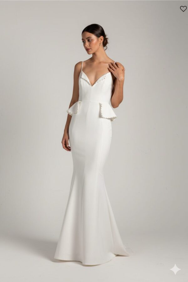 Helen Ruffle Embellished Gown in Ivorry