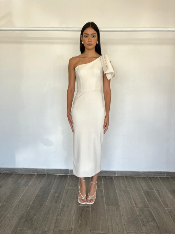 Bow Down Midi Dress in Ivory outlet