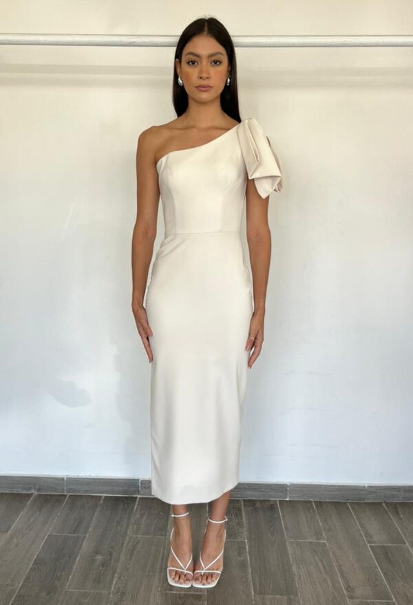 Bow Down Midi Dress in Ivory Outlet