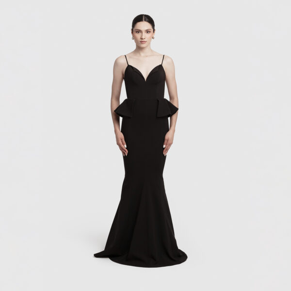 Helen Ruffle Gown in Black
