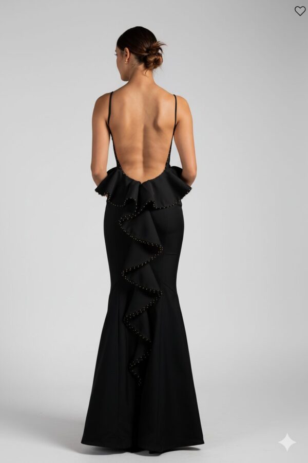 Helen Ruffle Embellished Gown Black - Imagen 2