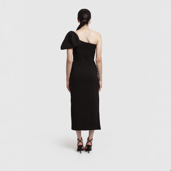 Bow Down Midi Dress in Black - Imagen 2