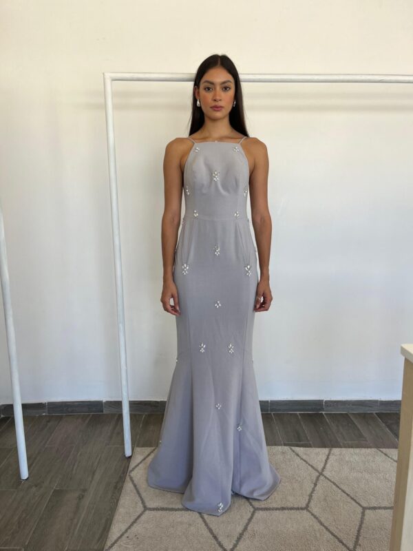 Embellished Backless Gown