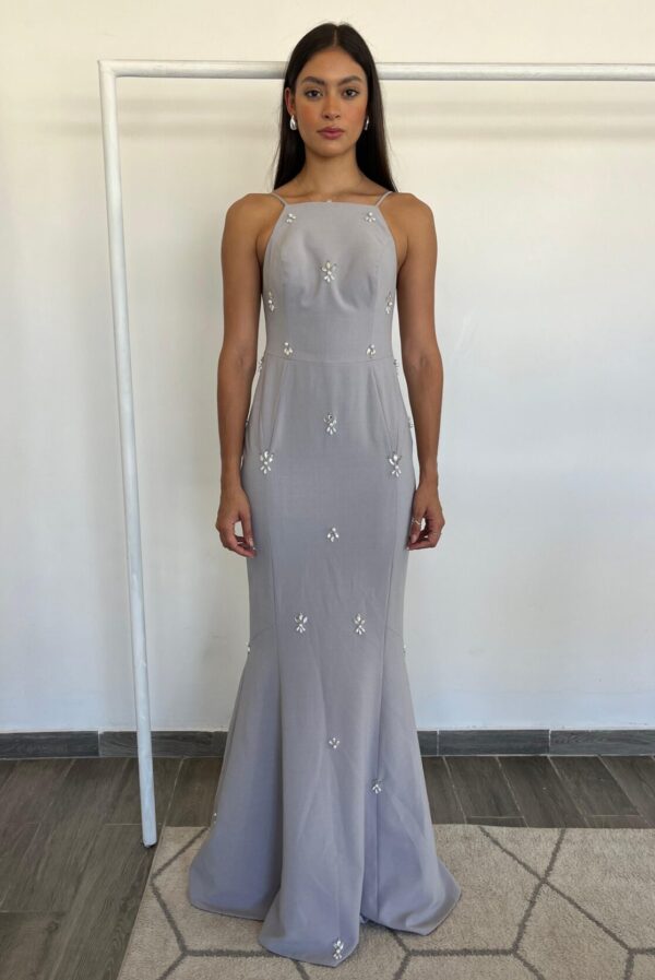 Embellished Backless Gown