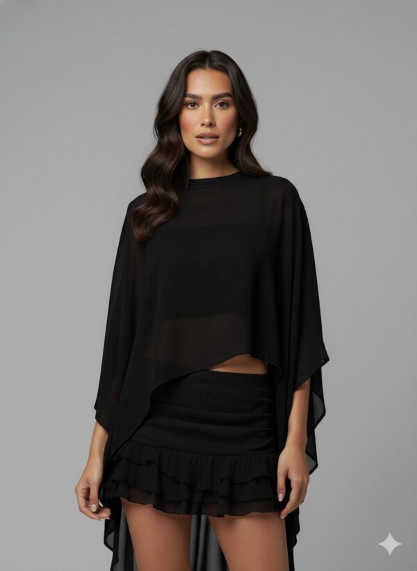 Capri Sheer Cape in Black